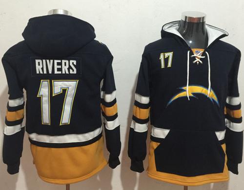 Nike Chargers #17 Philip Rivers Navy Blue/Gold Name & Number Pullover NFL Hoodie